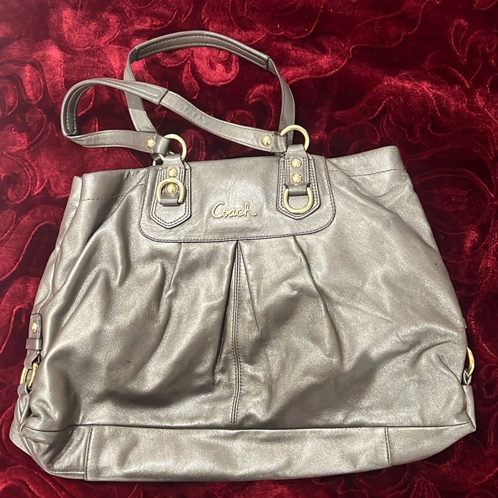 COACH Ashley Steel Leather Carryall Convertible Satchel Handbag
USED